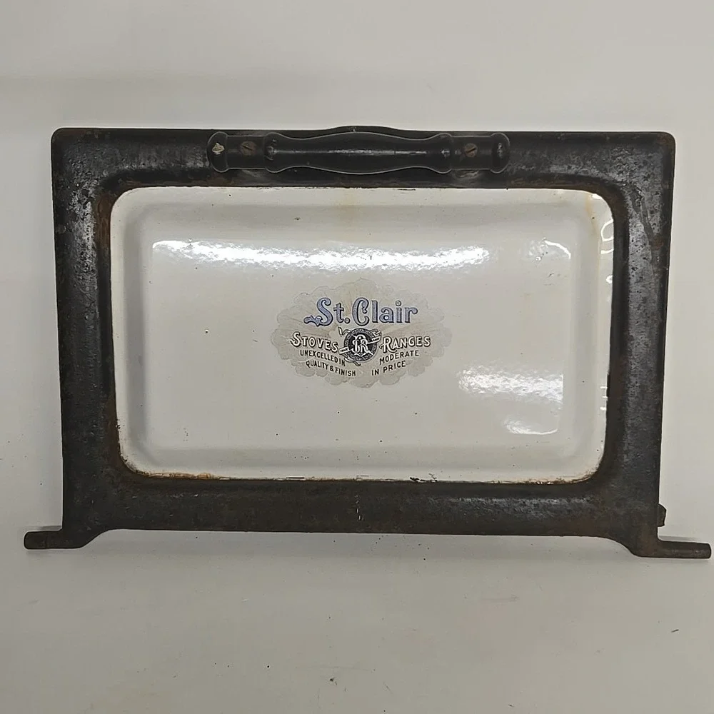 Vintage St. Clair Stoves & Ranges Porcelain Door Advertisement